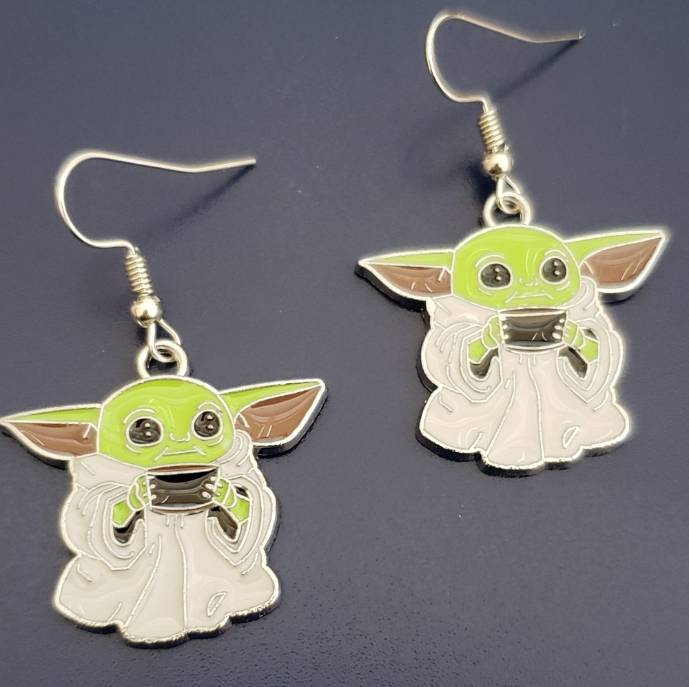 Baby‎ Yoda Grogu Enamel Earrings Hypoallergenic NWT